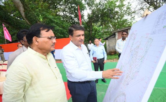 Tripura IT Minister Pranajit Singha Roy visits proposed site for IT Park along Amtali Bypass.